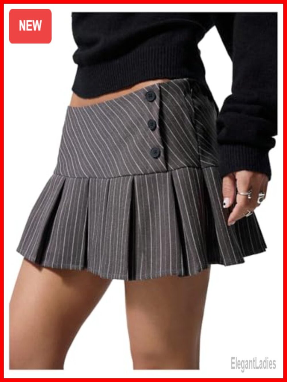 Striped Pleated Micro Mini Skirt Low Waist A-Line